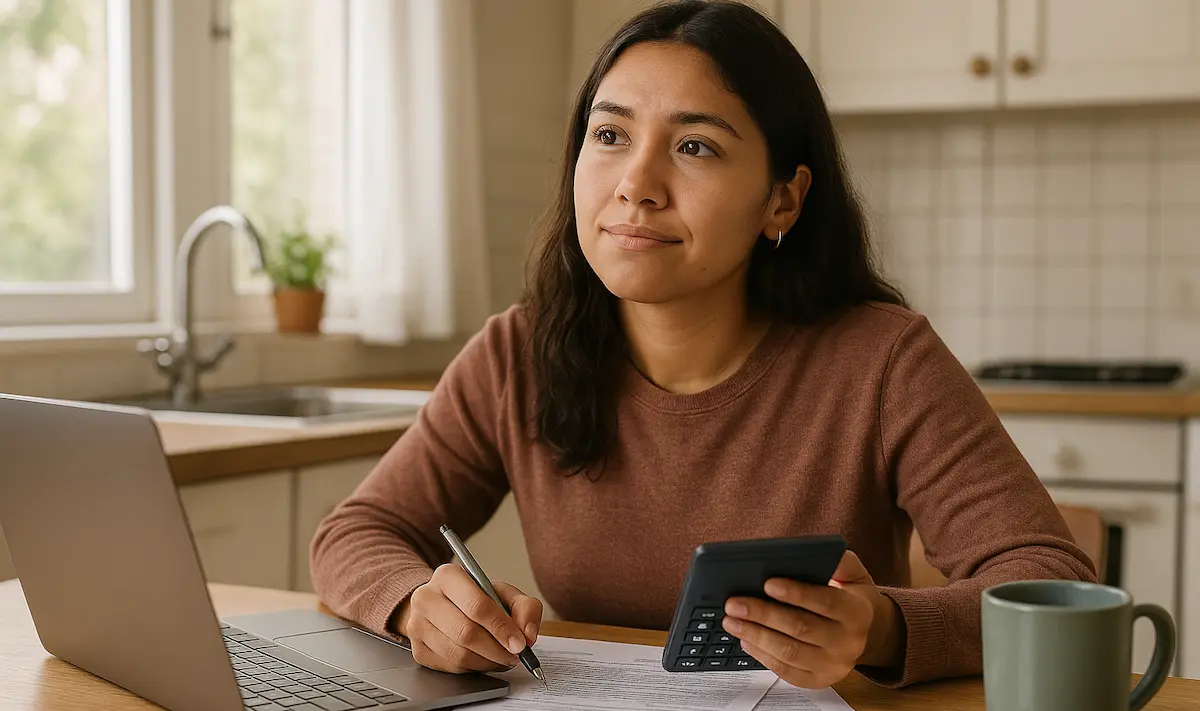 chica con una Calculadora de Pérdida Salarial